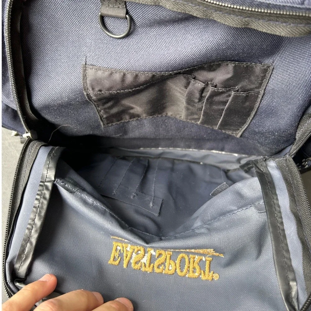 Eastsport Canvas Backpack Heritage Outdoor Rucksack Navy Blue Suede Trim School
